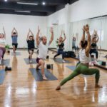 Yoga class, beginners, male, female